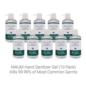 MAUM Hand Sanitizer Gel, 71% Ethyl Alcohol, 10 Pack x 16.9 oz / 500 ml, Kills 99.99% of Germs